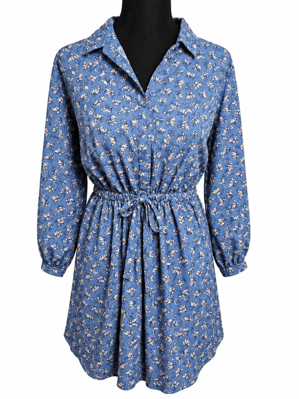 LOFT Blue Floral Shirt Dress – Size 8